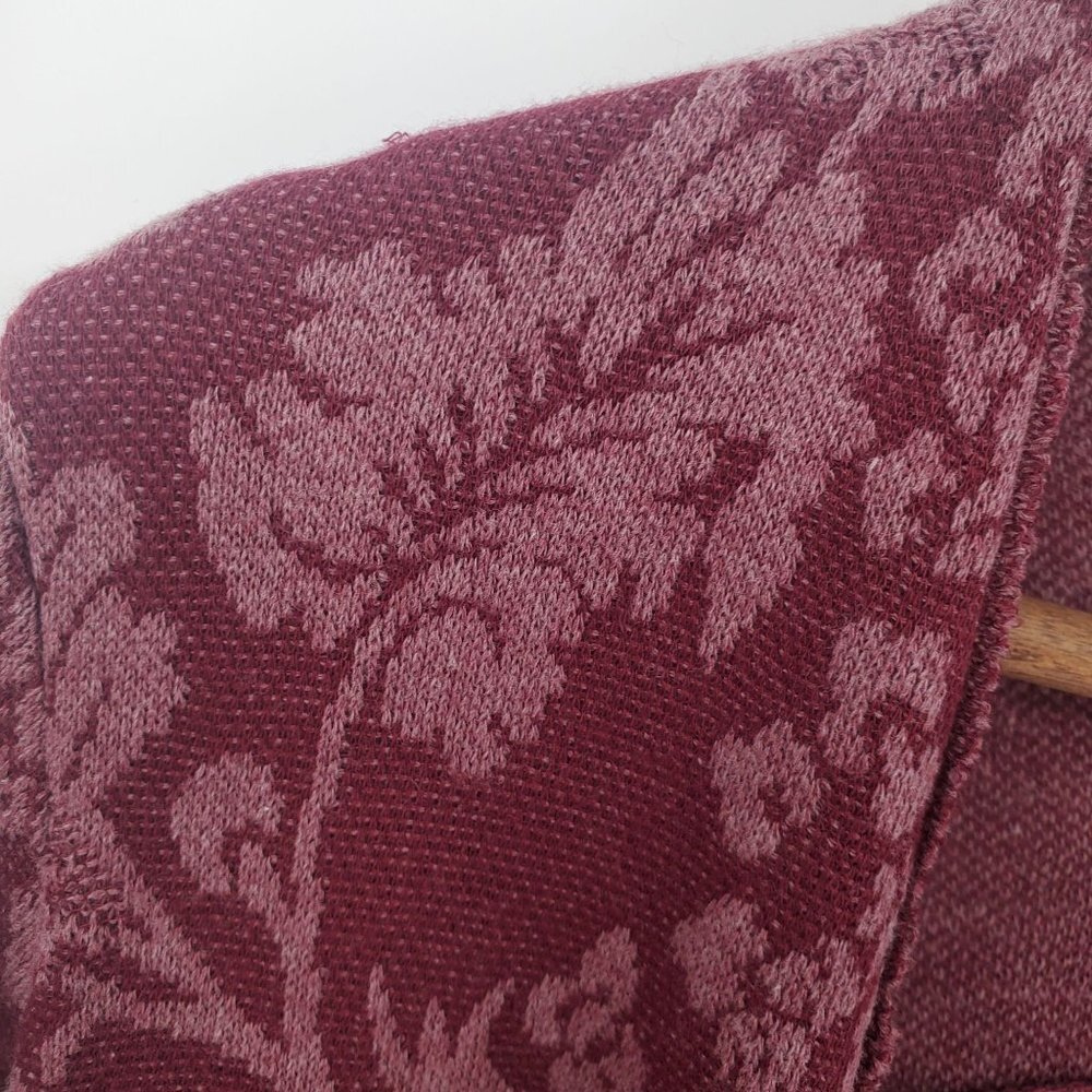 Knox Rose Womens Open Front Floral Duster Cardigan Sweater Size S Maroon Pockets - Picture 6 of 11